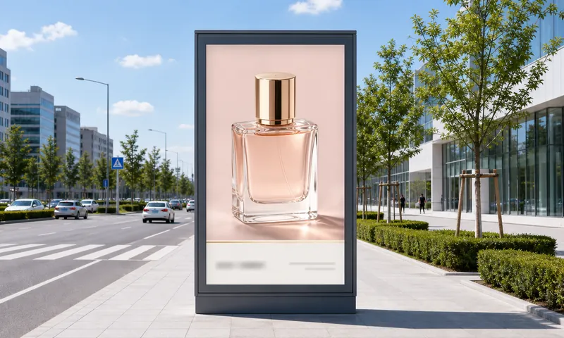 A 1.2×1.8 m city-format panel on a pedestrian street