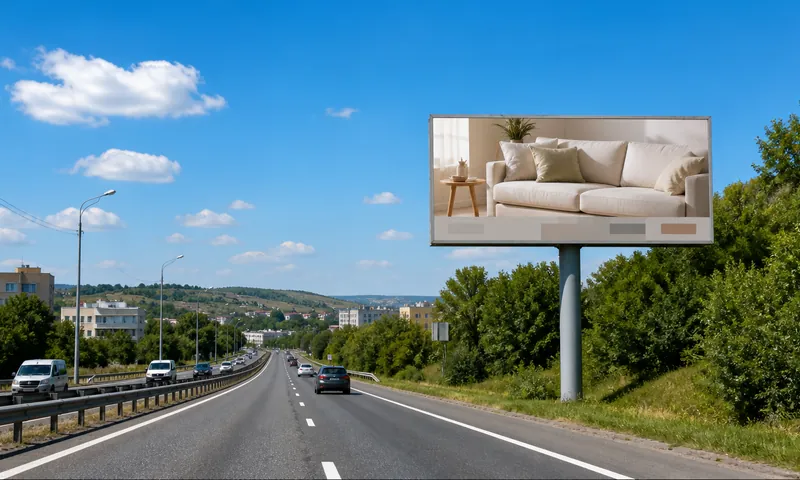 Outdoor advertising in Hungary: a billboard at a city entrance